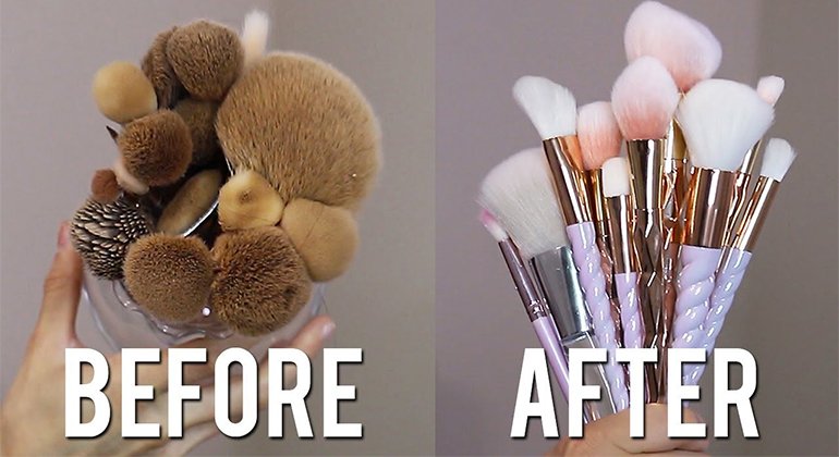 How do you clean your brushes and sponges?