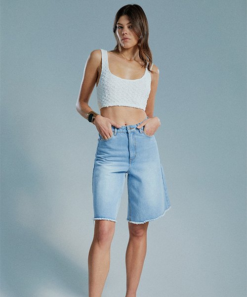 Long denim shorts
