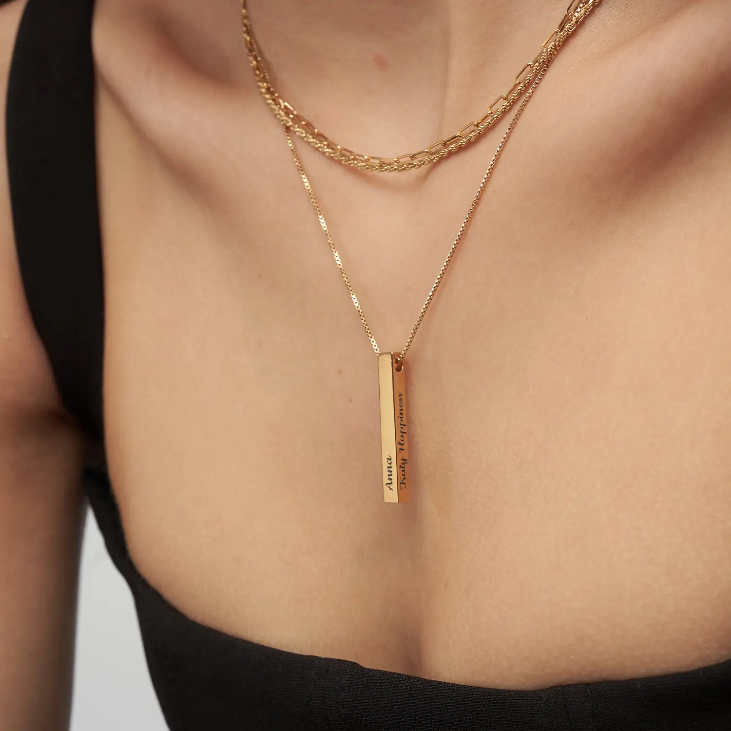 Pillar Bar Necklace – 14K Solid Gold